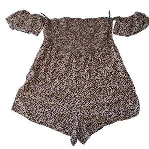 [B10] Forever 21 Cheetah Off Shoulder Romper, Size 1X